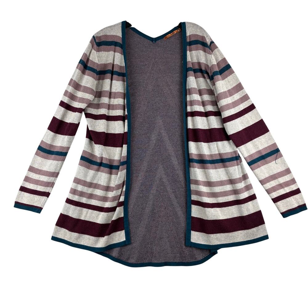 Belladini Striped Cardigan Sweater Women's Large Cotton Blend Knit Southwestern